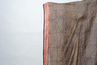 Handwoven Stole with Geometric Patterns, Crafted in Natural Dyes and Contrasting Borders