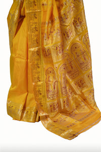 Mustard Gold Baaluchari Saree with Silk and Gold Zari Work