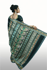 Black Baluchari Saree Without Figure Golani Buti Floral Motif Design