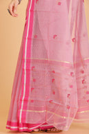 Pink Handwoven Kota Doria Cotton Saree with Small Buti