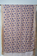 Bhagalpur Handwoven Saree with Natural Dyes, Featuring Vibrant Floral Prints and an Elegantly Detailed Border