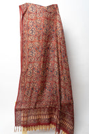 Handwoven Stole with Floral Motifs, Natural Dyes, and Ornate Detailed Borders