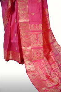 Pink Baluchari Single Colour Saree with Silk and Zaro Work