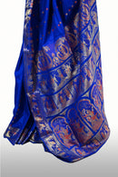 Gold Zari Meena (Tunte Colour/Firoza Colour) Baluchari Saree
