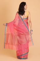 Red Handwoven Kota Doria Cotton Saree with Floral Art Motif