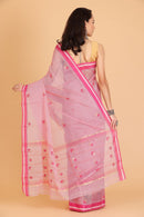 Pink Handwoven Kota Doria Cotton Saree with Small Buti