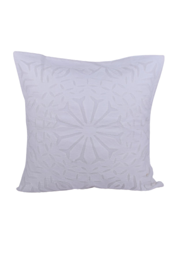 Living Looms White "Sun Flower" motif white cushion cover