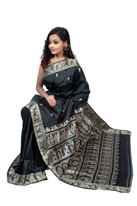 Black Resham Baluchari Saree With Mythological Figure Motif