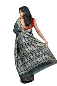 Black Resham Baluchari Saree With Mythological Figure Motif