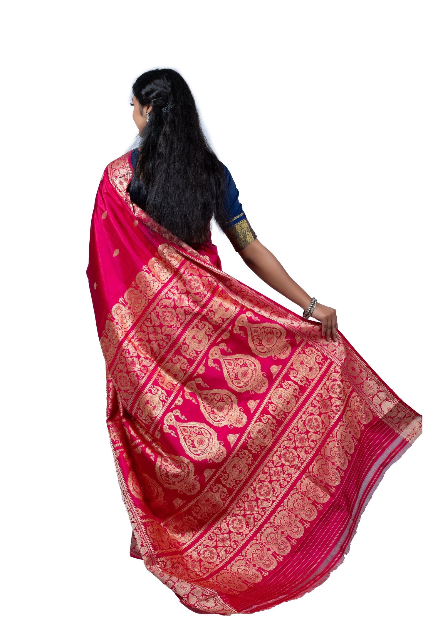 Blossom Charm Red Resham Baluchari Saree
