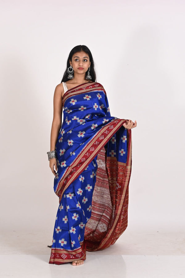 Blue Deha Pasapali Khandua Handloom Ikat Silk Saree