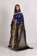 Blue Nabakothi Double Border Khandua Handloom Ikat Silk Saree