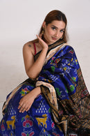 Blue Nabakothi Double Border Khandua Handloom Ikat Silk Saree