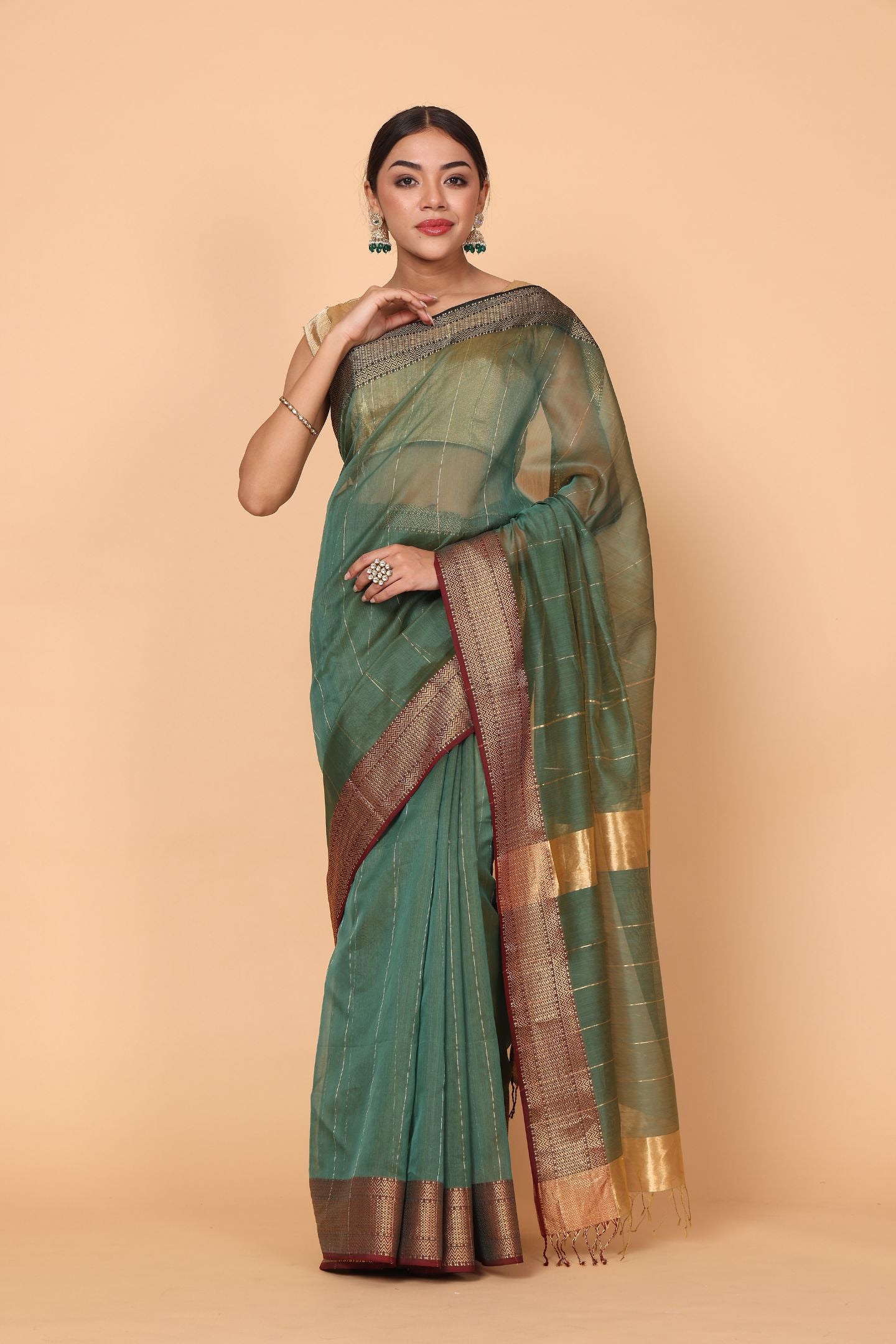 Chameli Phool Cotton and Silk Maheshwari Handloom Saree