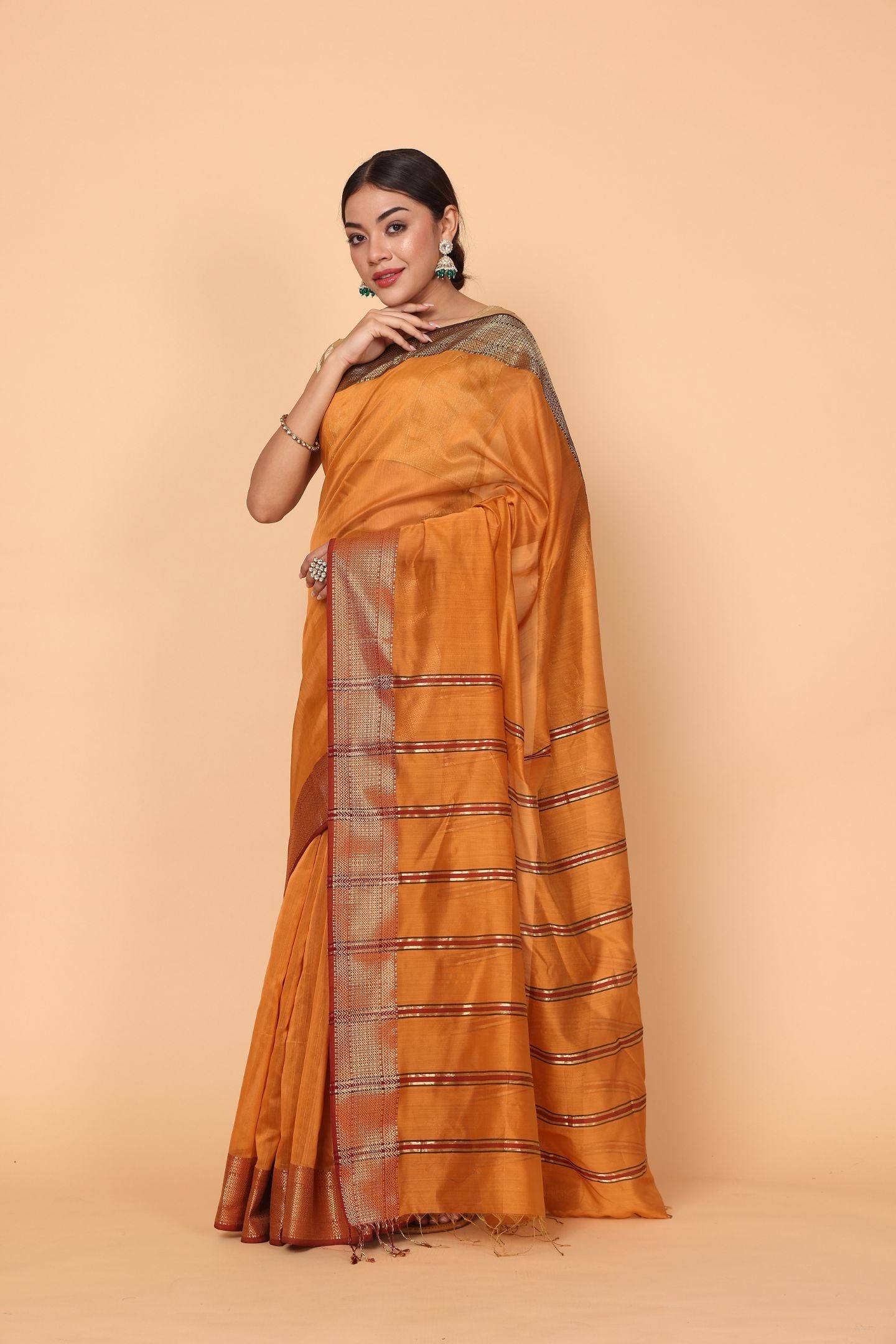 Citrus Blossom Cotton and Silk Maheshwari Handloom Saree