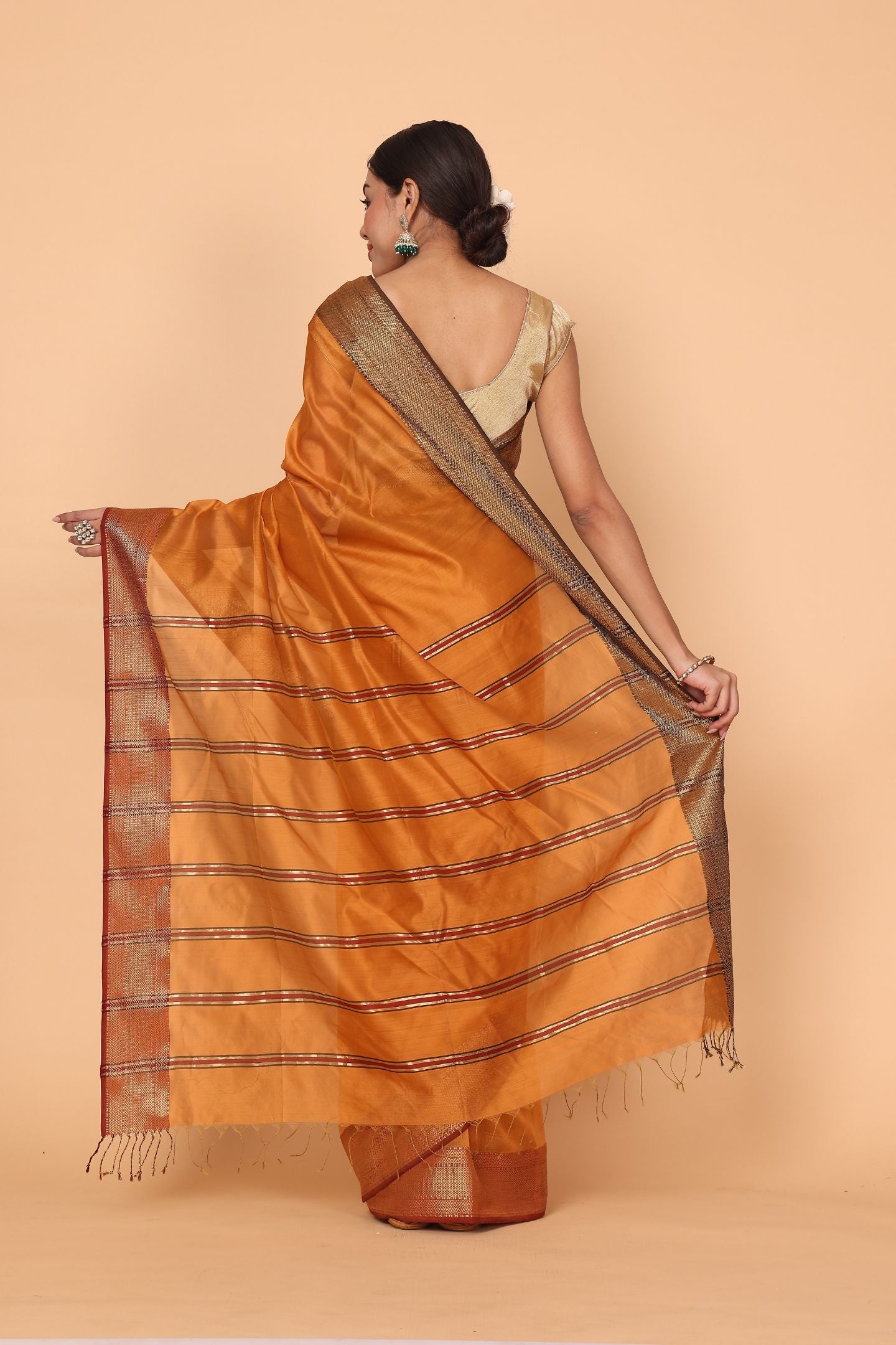Citrus Blossom Cotton and Silk Maheshwari Handloom Saree