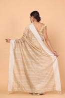 Dark Biege Starry Twilight Cotton and Silk Maheshwari Handloom Saree