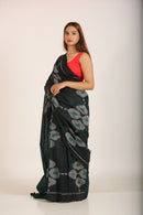 Dark Green Special Cotton Ikat Saree