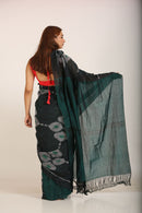 Dark Green Special Cotton Ikat Saree