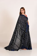 Dark Green Starry Night Special Cotton Ikat Saree
