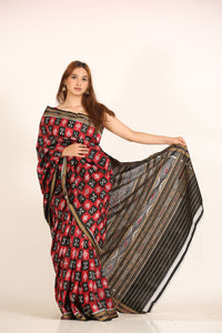 Deha Pasapalli Red Handloom Ikat Silk Saree