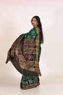 Deha Singha Khandua Handloom Ikat Silk Saree in Green Shade