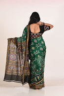 Deha Singha Khandua Handloom Ikat Silk Saree in Green Shade