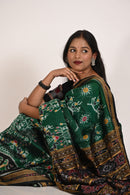 Deha Singha Khandua Handloom Ikat Silk Saree in Green Shade