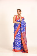 Dehachain Pasapalli Handloom Blue Ikat Silk Saree