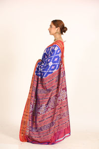 Dehachain Pasapalli Handloom Blue Ikat Silk Saree