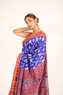 Dehachain Pasapalli Handloom Blue Ikat Silk Saree