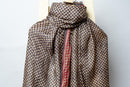 Handwoven Stole with Geometric Patterns, Crafted in Natural Dyes and Contrasting Borders