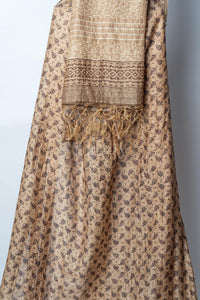 Earthy Botanical Suit with Intricate Motifs and Textured Highlights for Graceful Traditional Attire