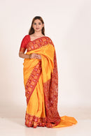 Gold Double Pasapalli Khandua Handloom Ikat Silk Saree