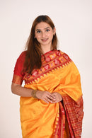 Gold Double Pasapalli Khandua Handloom Ikat Silk Saree