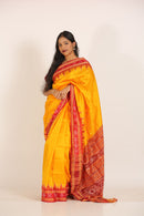 Gold Single Pasapalli Border Khandua Handloom Ikat Silk Saree