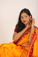 Gold Single Pasapalli Border Khandua Handloom Ikat Silk Saree