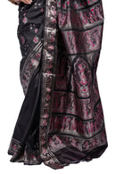 Gold Zari Black Baluchari Saree with Mythological Figures