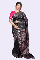 Gold Zari Black Baluchari Saree with Mythological Figures