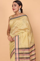 Golden Glow Maheshwari Handloom Saree with Kosa Lining and Diya Border Design