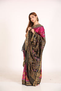 Handloom Ikat Silk Manabasa Pink Saree