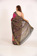 Handloom Ikat Silk Manabasa Pink Saree