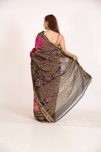 Handloom Ikat Silk Manabasa Pink Saree
