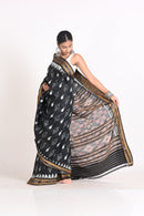 Handloom Black Ikat Silk Saree with Sankha Design