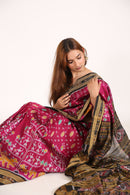 Handloom Ikat Silk Manabasa Pink Saree