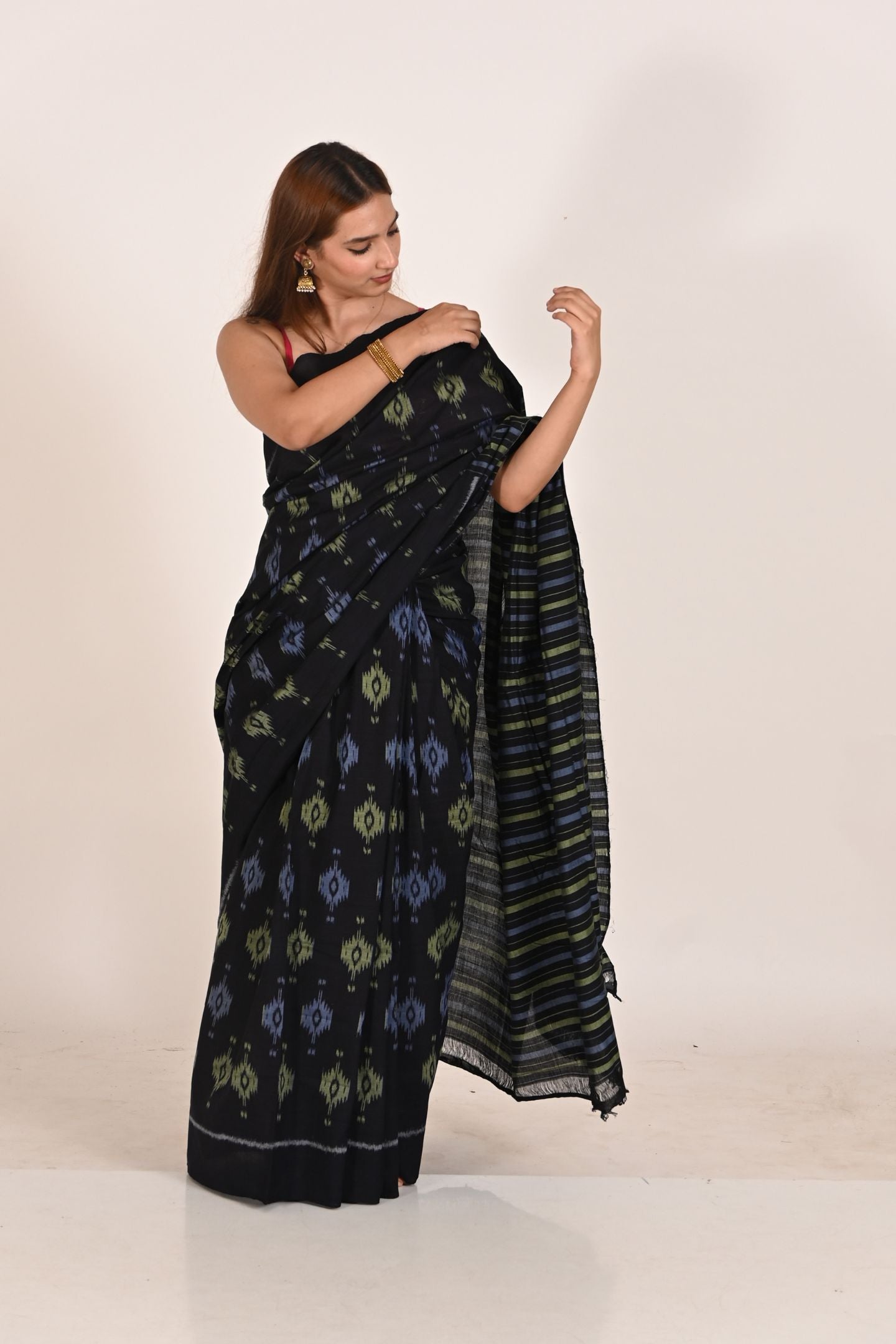 Midnight Mirage Special Cotton Ikat Saree