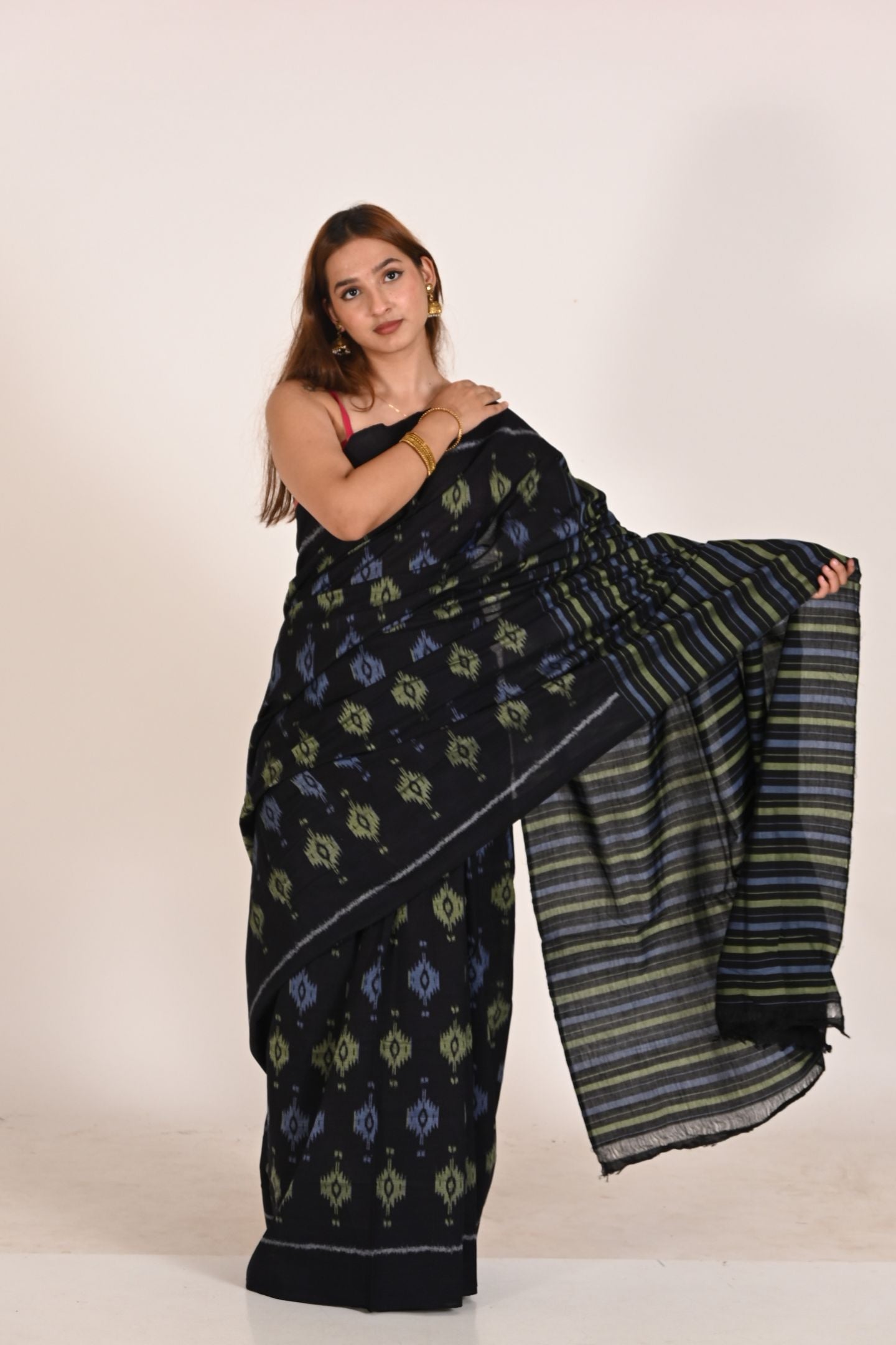 Midnight Mirage Special Cotton Ikat Saree
