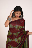 Plum Special Cotton Ikat Saree