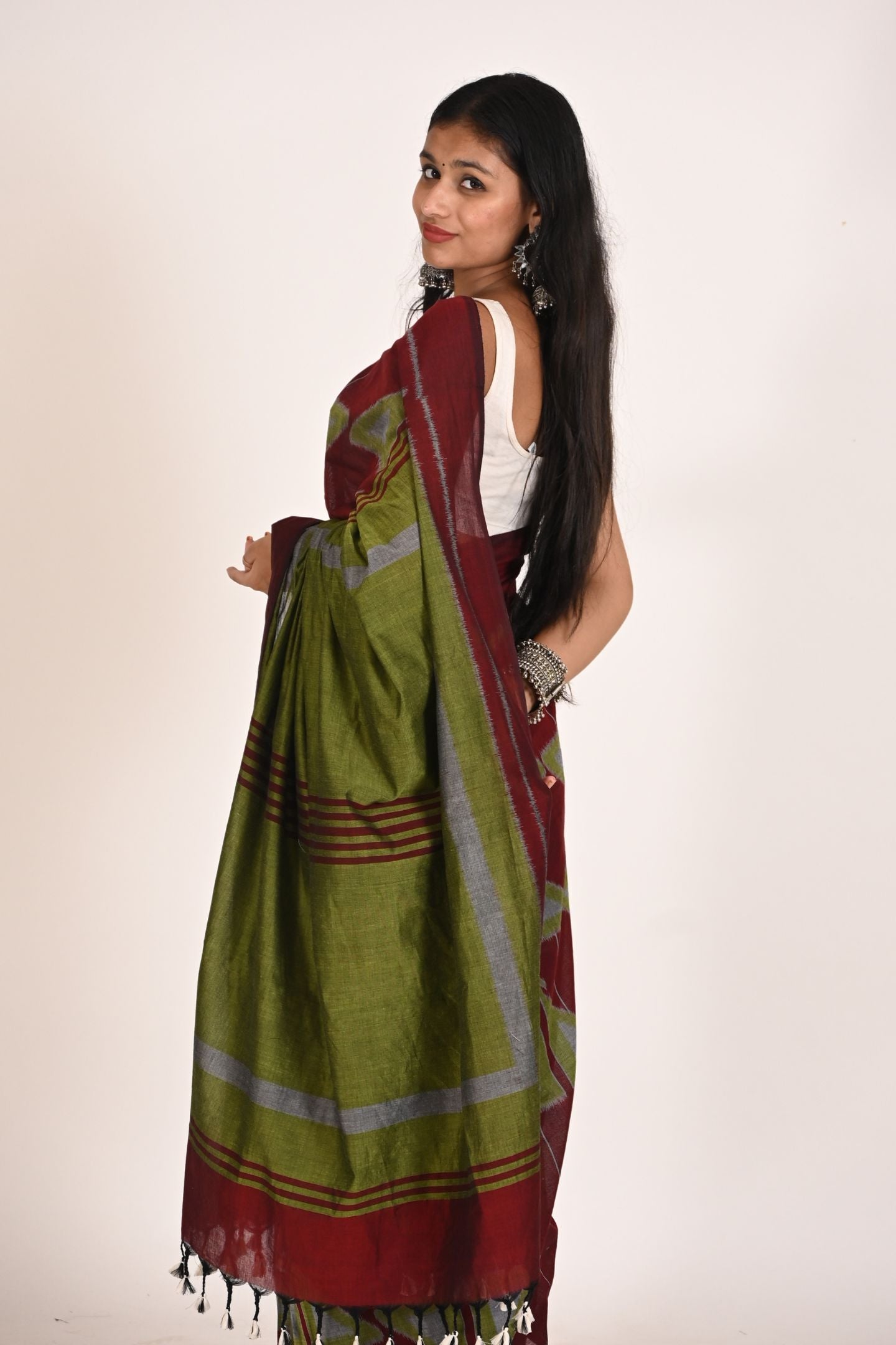 Plum Special Cotton Ikat Saree