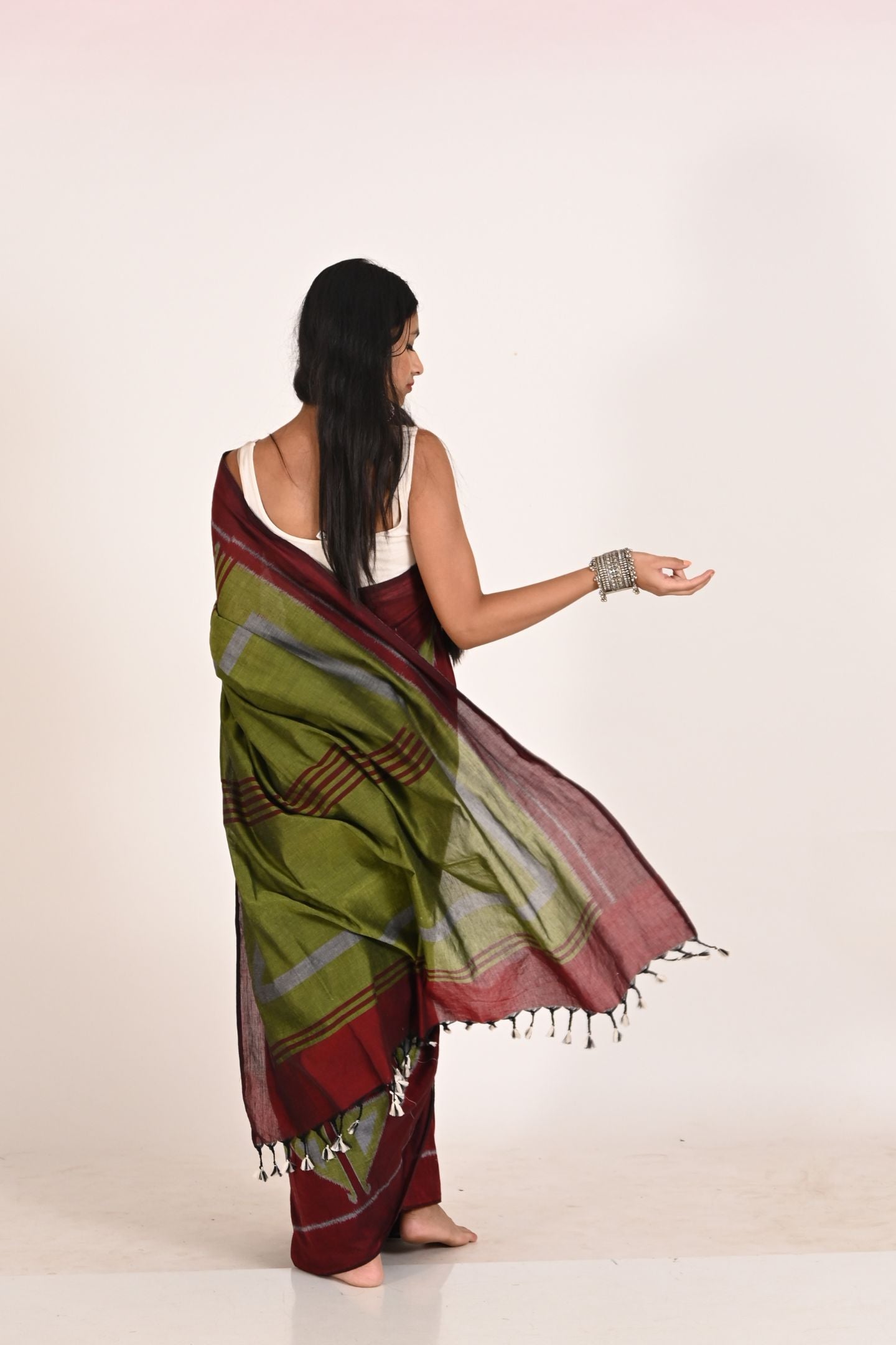 Plum Special Cotton Ikat Saree